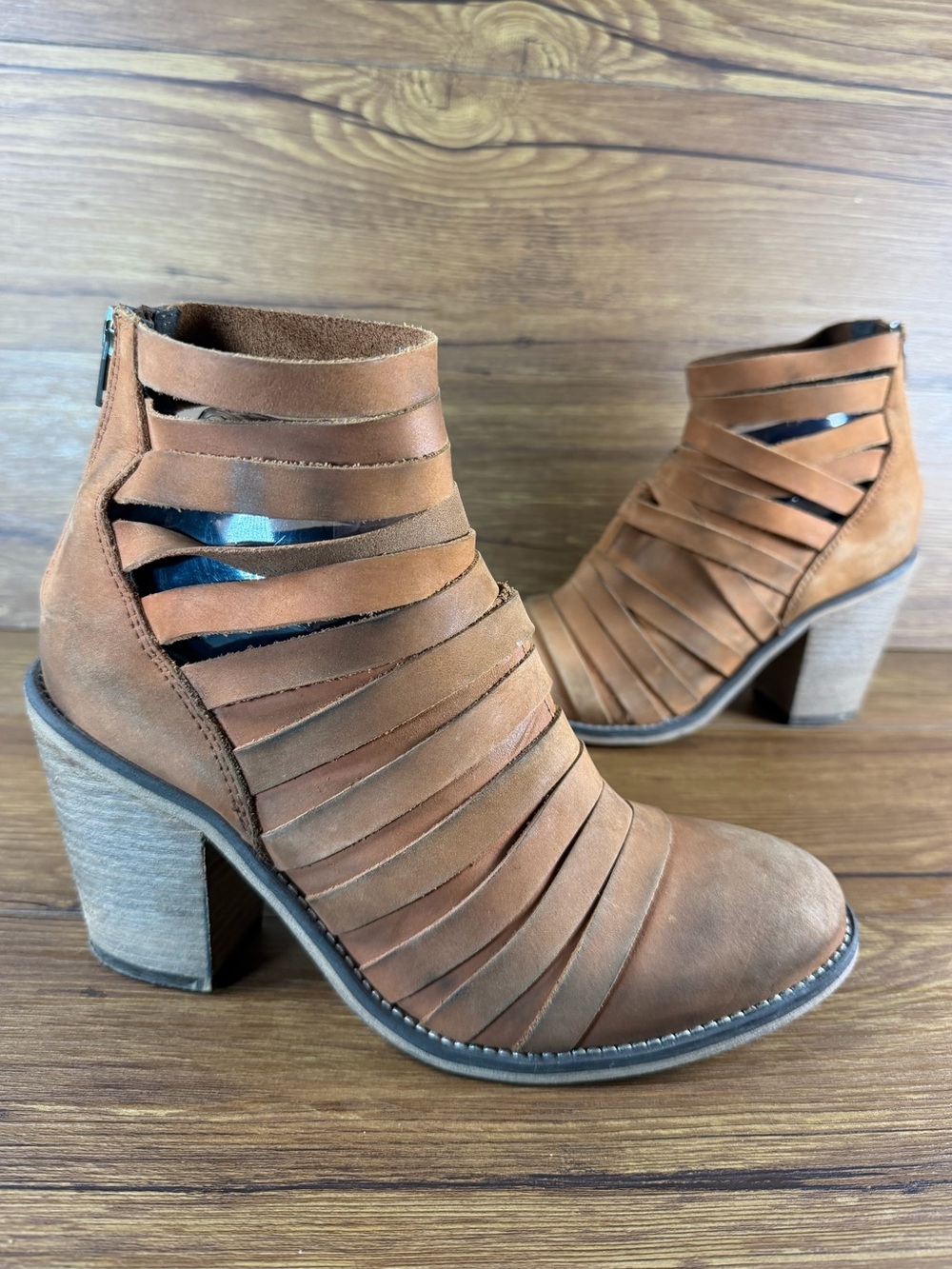 Free People Hybrid Strappy Leather Heel Boots Women’s Size 8.5 (39) Shoes